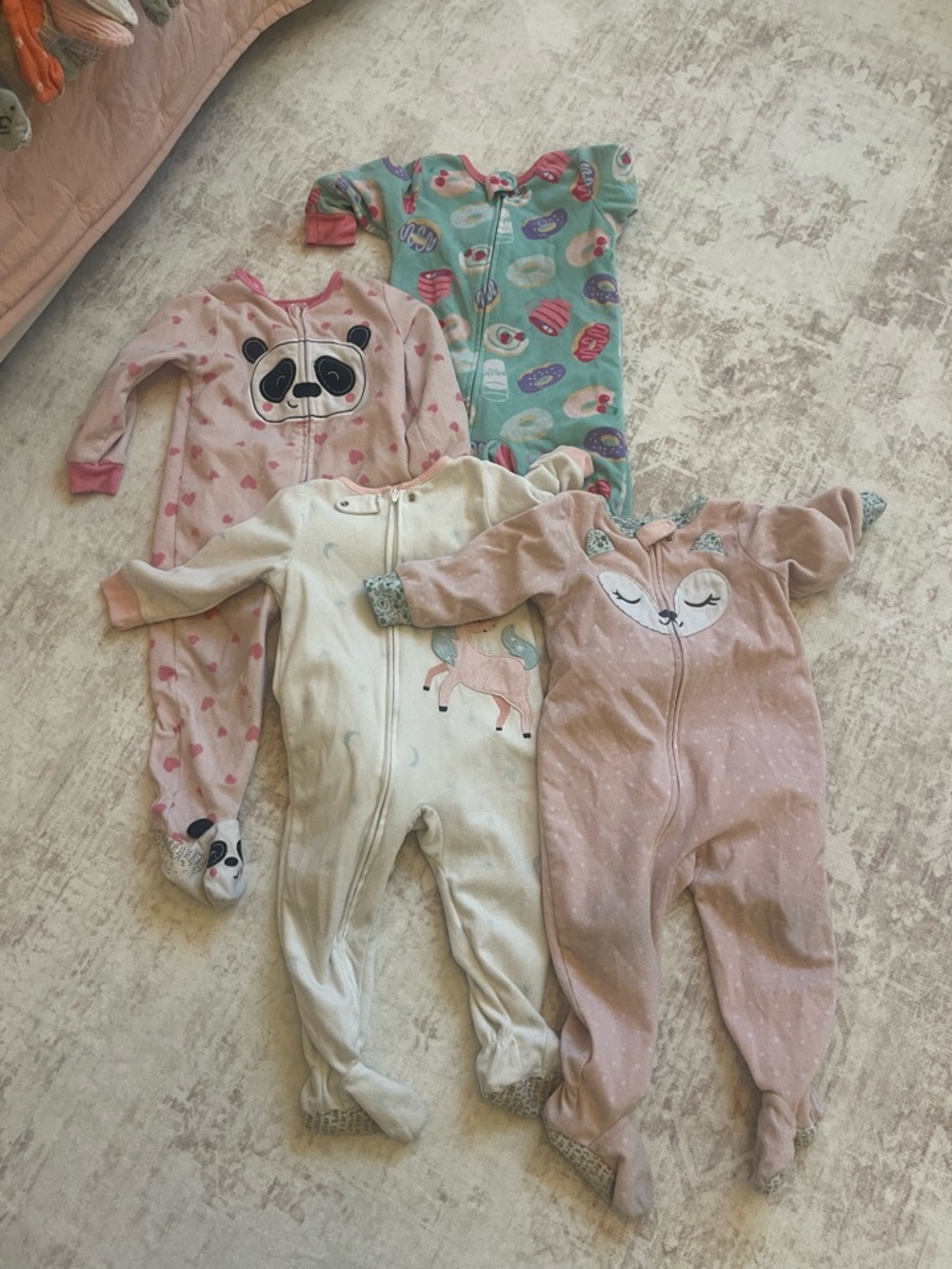 Kids Cozy Footed One-Piece Sleepers - Pink, Cream, Mint & Rose